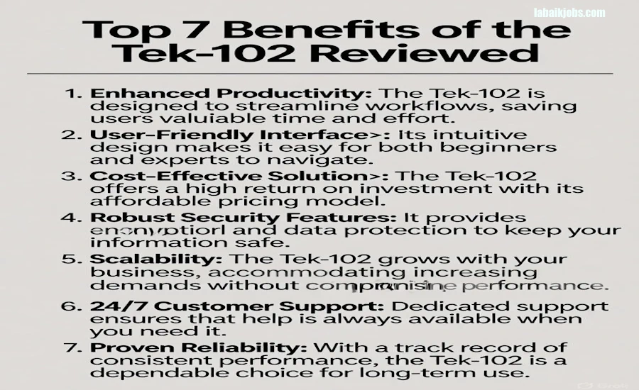 Top 7 Benefits of the Tek-102 Reviewed